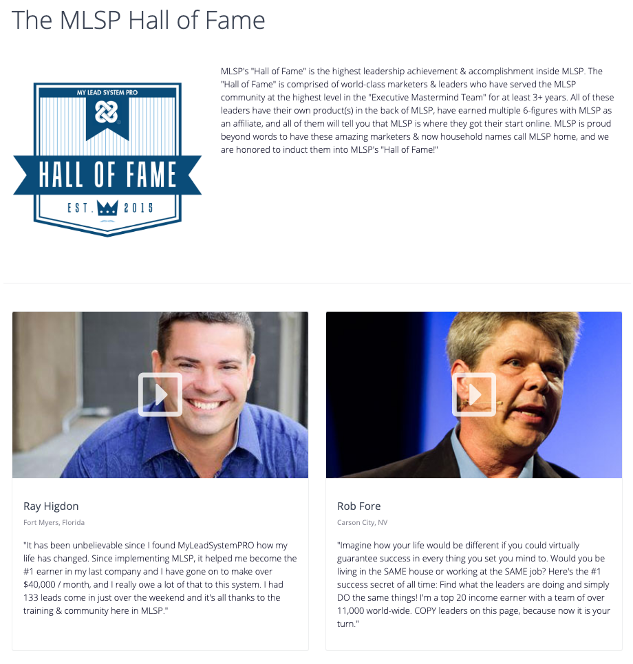 MLSP Hall of Fame induction page featuring Rob Fore